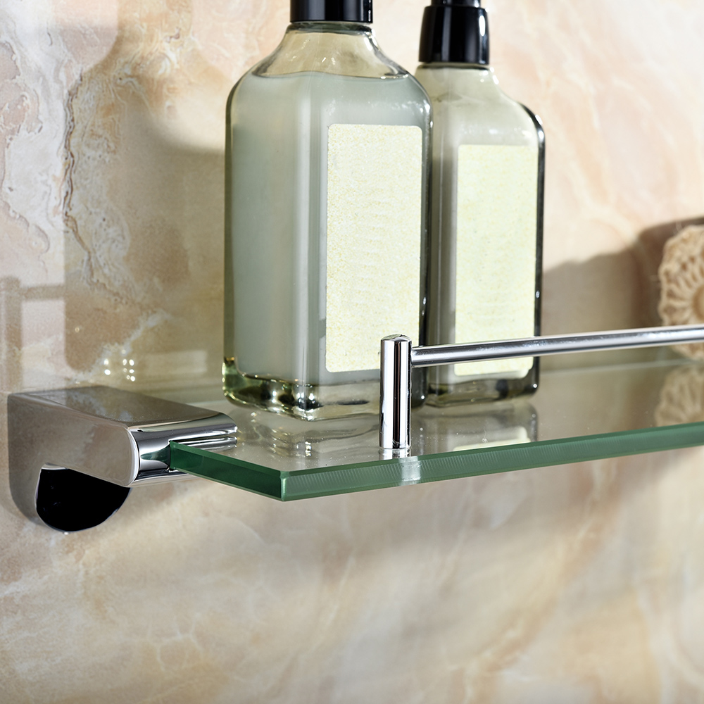 Homgeek Stainless Steel Thick Glass Shelf