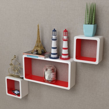 Quality And Shelves At Lovdock 26 3 White Red Mdf Floating Wall Display Shelf Cubes Book Dvd Storage