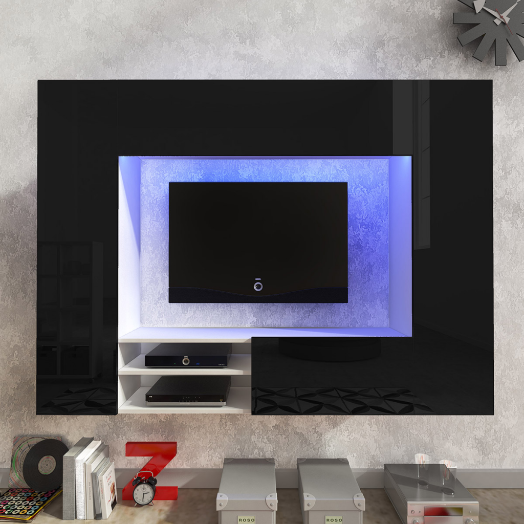 Black Wall Unit black white black high gloss entertainment center led tv wall unit Black Wall Unit black white black high gloss entertainment center led tv wall unit