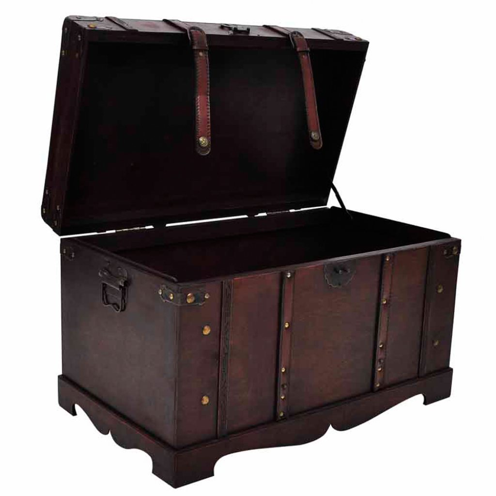 brown Vintage Large Wooden Treasure Chest