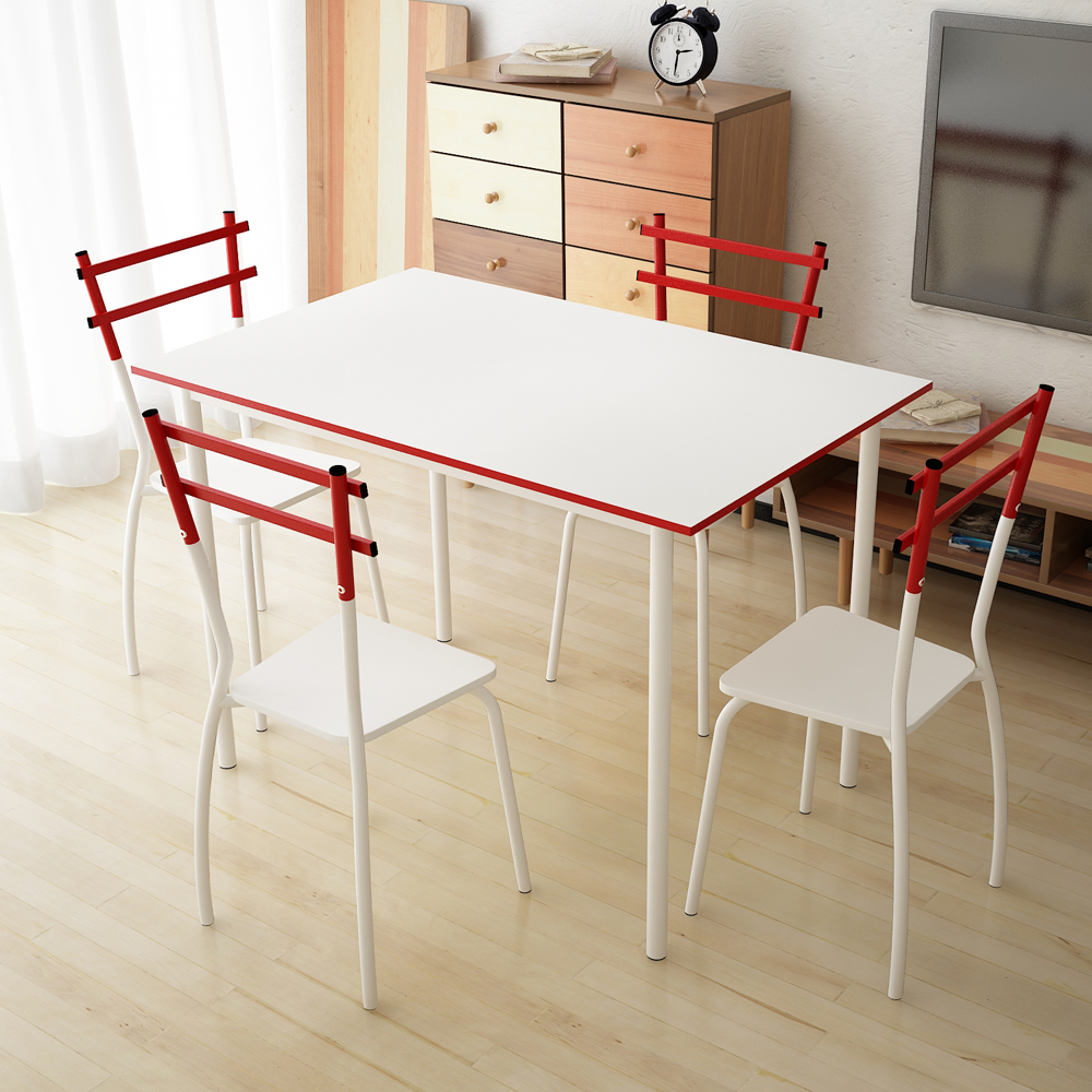 White Ikayaa Modern Metal Frame Pcs Dining Table With Chairs - Ikayaa Modern Metal Frame Pcs Dining Table With Chairs Set white ikayaa modern metal frame pcs dining table with chairs - ikayaa modern metal frame pcs dining table with chairs set