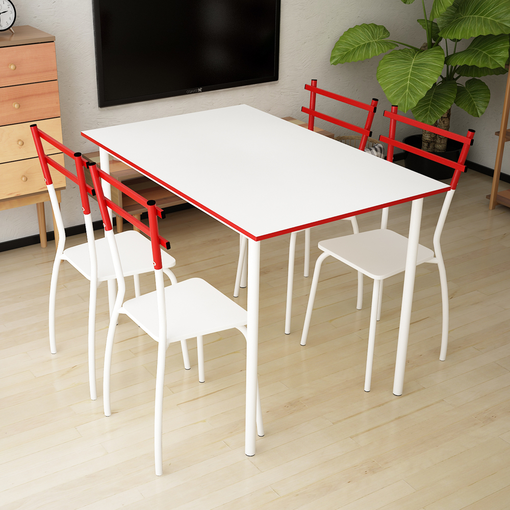 White Ikayaa Modern Metal Frame Pcs Dining Table With Chairs - Ikayaa Modern Metal Frame Pcs Dining Table With Chairs Set white ikayaa modern metal frame pcs dining table with chairs - ikayaa modern metal frame pcs dining table with chairs set