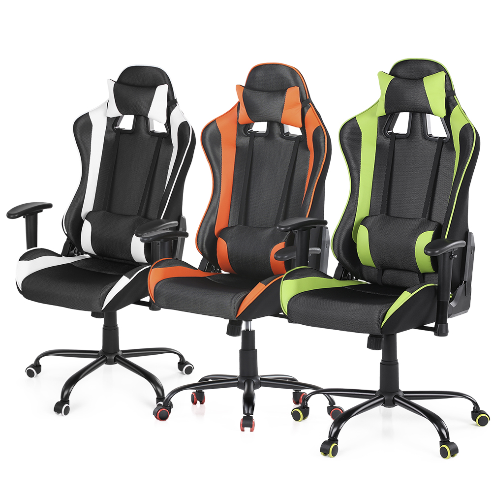 white ikayaa ergonomic racing gaming office computer desk chair white ikayaa ergonomic racing gaming office computer desk chair
